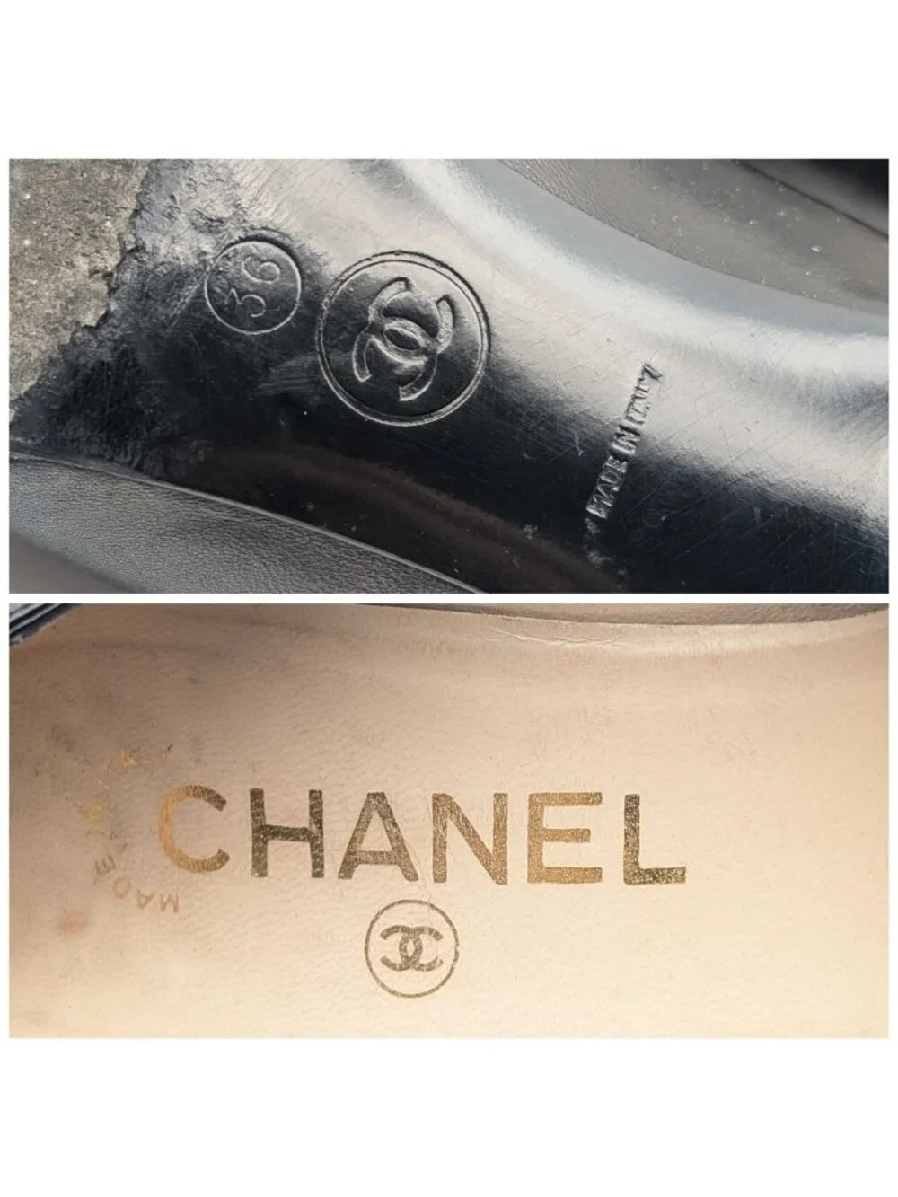 Chanel CC Logo Turnlock Pumps Black Leather Heels Shoes